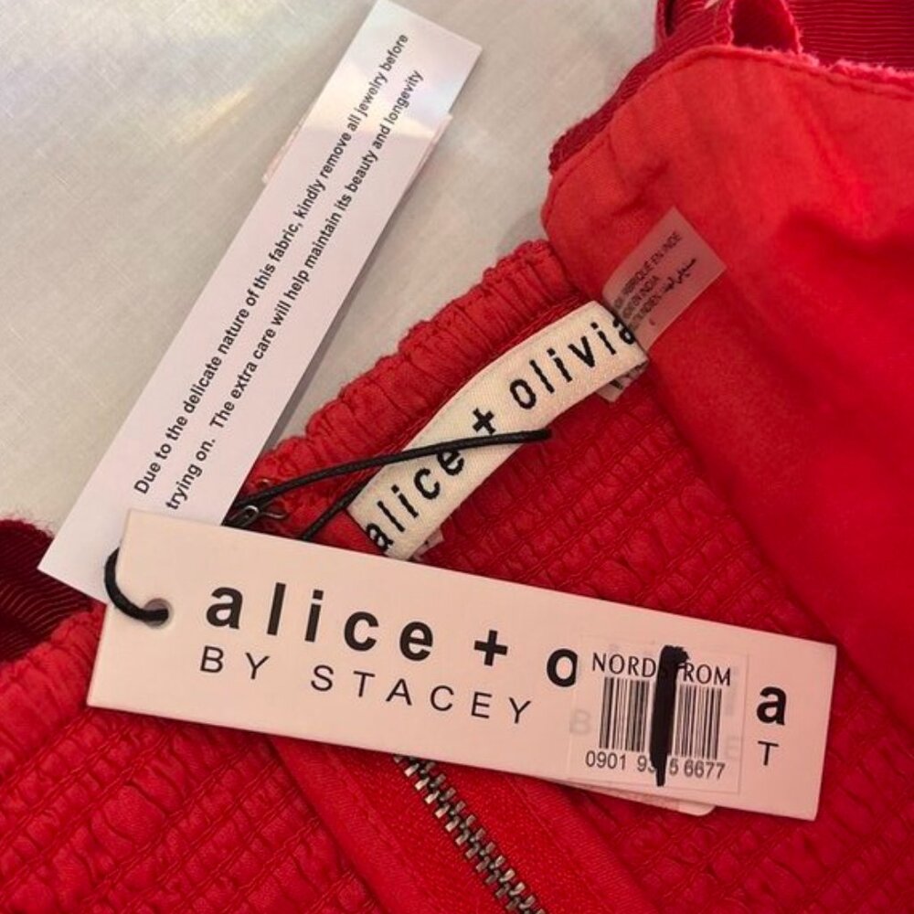 NEW Alice + Olivia Rosalee Eyelet Maxi Dress Tie Strap Red Cotton - Picture 11 of 15